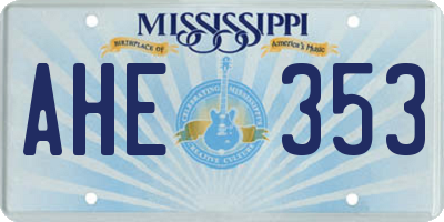 MS license plate AHE353