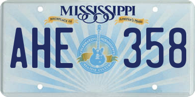 MS license plate AHE358