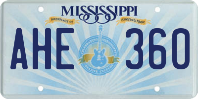 MS license plate AHE360