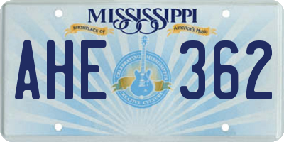 MS license plate AHE362