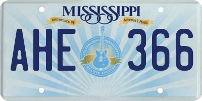 MS license plate AHE366
