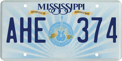 MS license plate AHE374
