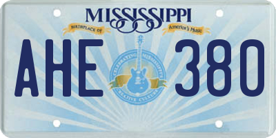 MS license plate AHE380