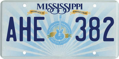 MS license plate AHE382