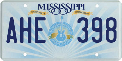 MS license plate AHE398