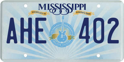 MS license plate AHE402