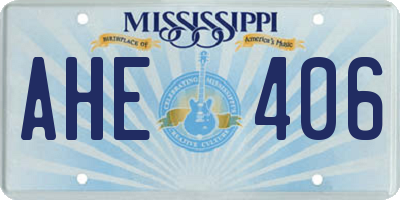 MS license plate AHE406