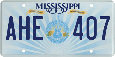 MS license plate AHE407