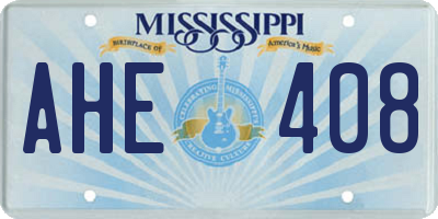 MS license plate AHE408