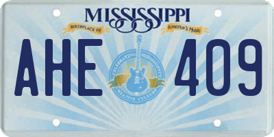 MS license plate AHE409