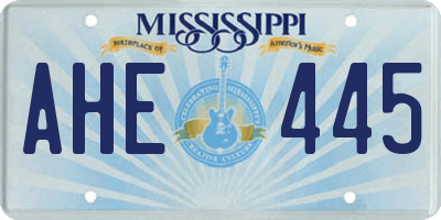 MS license plate AHE445