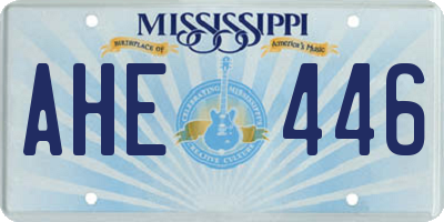 MS license plate AHE446