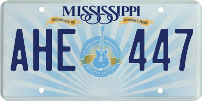 MS license plate AHE447