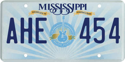 MS license plate AHE454