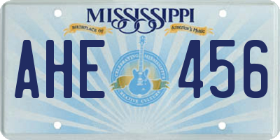 MS license plate AHE456