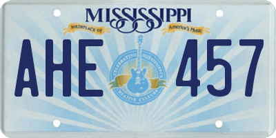 MS license plate AHE457
