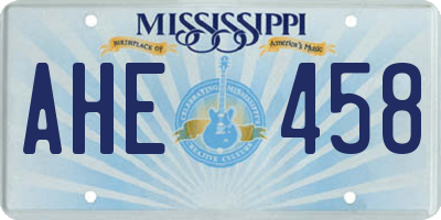 MS license plate AHE458