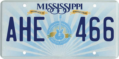 MS license plate AHE466