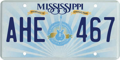 MS license plate AHE467