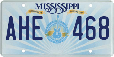 MS license plate AHE468