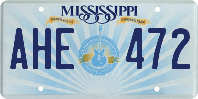 MS license plate AHE472