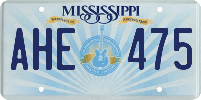 MS license plate AHE475