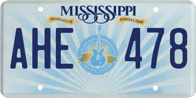 MS license plate AHE478