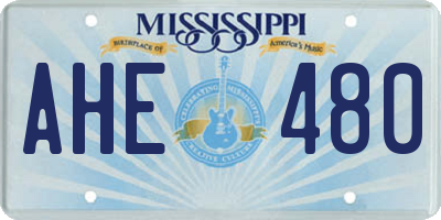 MS license plate AHE480