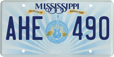 MS license plate AHE490