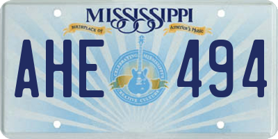 MS license plate AHE494