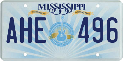 MS license plate AHE496