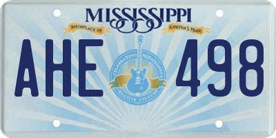 MS license plate AHE498