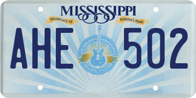 MS license plate AHE502