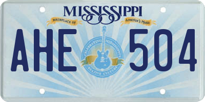 MS license plate AHE504