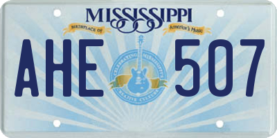 MS license plate AHE507