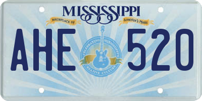 MS license plate AHE520