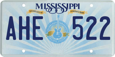 MS license plate AHE522
