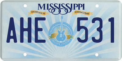 MS license plate AHE531