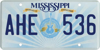 MS license plate AHE536