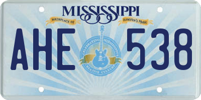 MS license plate AHE538