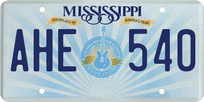 MS license plate AHE540