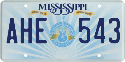MS license plate AHE543
