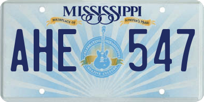 MS license plate AHE547