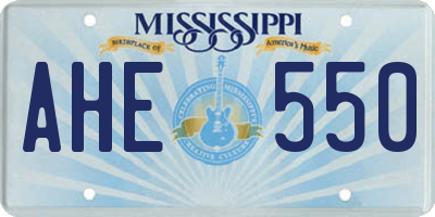 MS license plate AHE550