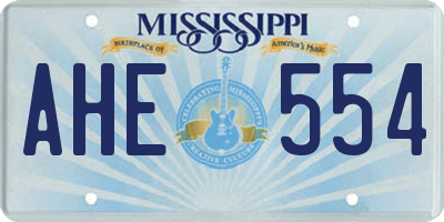 MS license plate AHE554