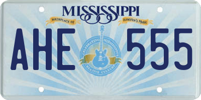 MS license plate AHE555