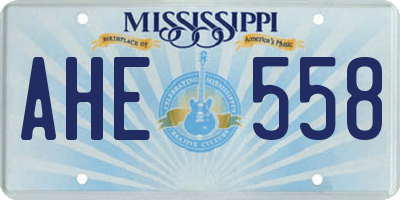 MS license plate AHE558