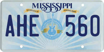 MS license plate AHE560