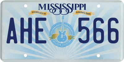 MS license plate AHE566