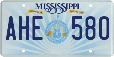 MS license plate AHE580